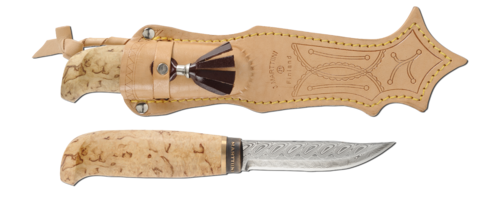 リーシュプレゼントHOT KNIFE 153×BENT L LOGIC Lynx Damascus in a wooden gift box - Marttiini